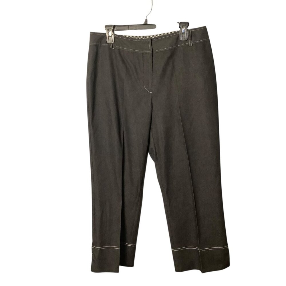 Julie Mitchell Denim Collection Black Cropped Pants‎ White Stitching Women Sz 12